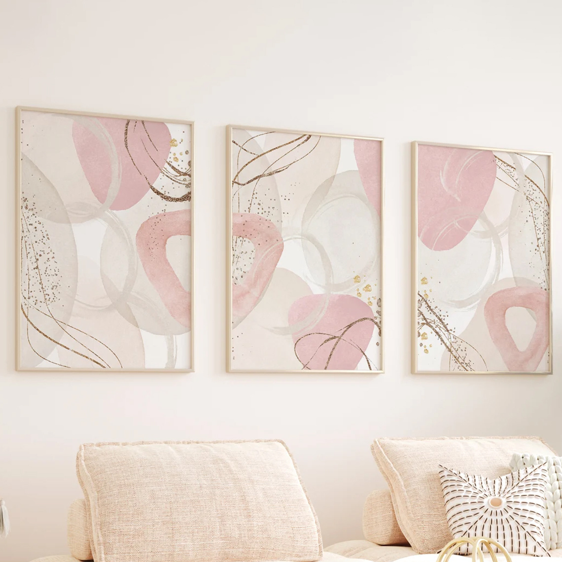 Wall Texture Spray - 3pcs Set Wall Art Pink Canvas