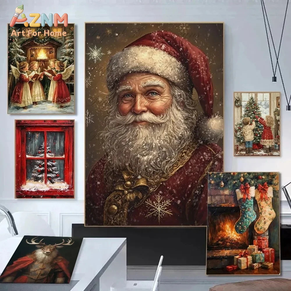 Wall Texture Spray - Vintage Christmas Poster Print for Living