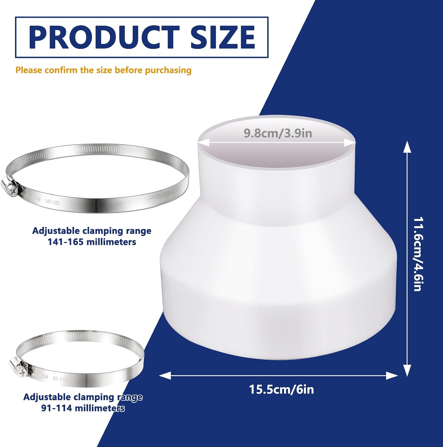 1 Set 6 to 4 inch Duct Reducer - đánh giá và giá Hose Clamp Assorted